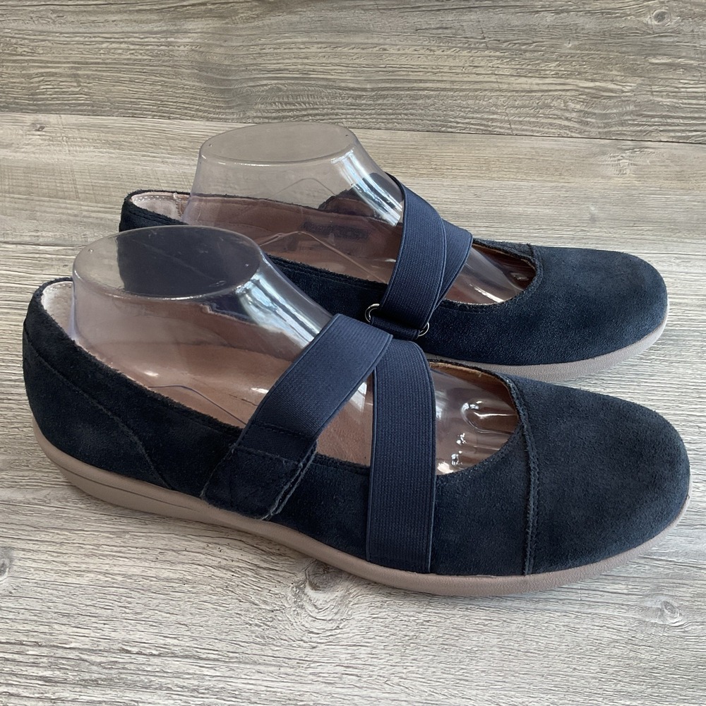 Vionic Shelby Loafers Shoes Womens Size 9.5 Wide Blue Suede Mary Jane Orthotic